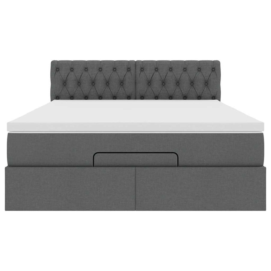 Ottoman bed met matras 140x200cm stof donkergrijs