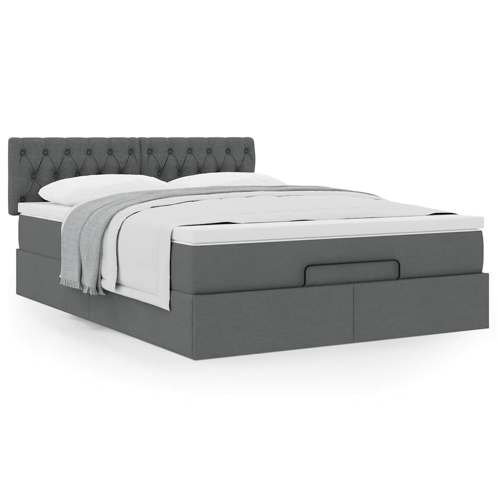 Ottoman bed met matras 140x200cm stof donkergrijs