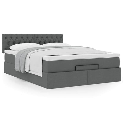 Ottoman bed met matras 140x200cm stof donkergrijs