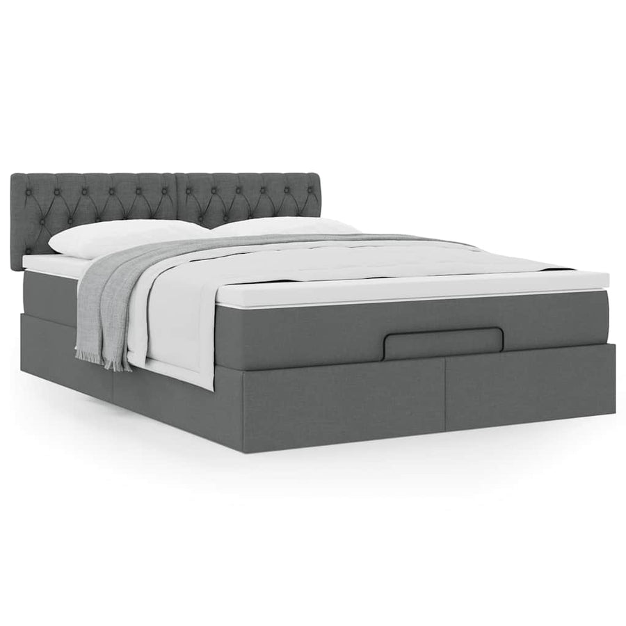 Ottoman bed met matras 140x200cm stof donkergrijs