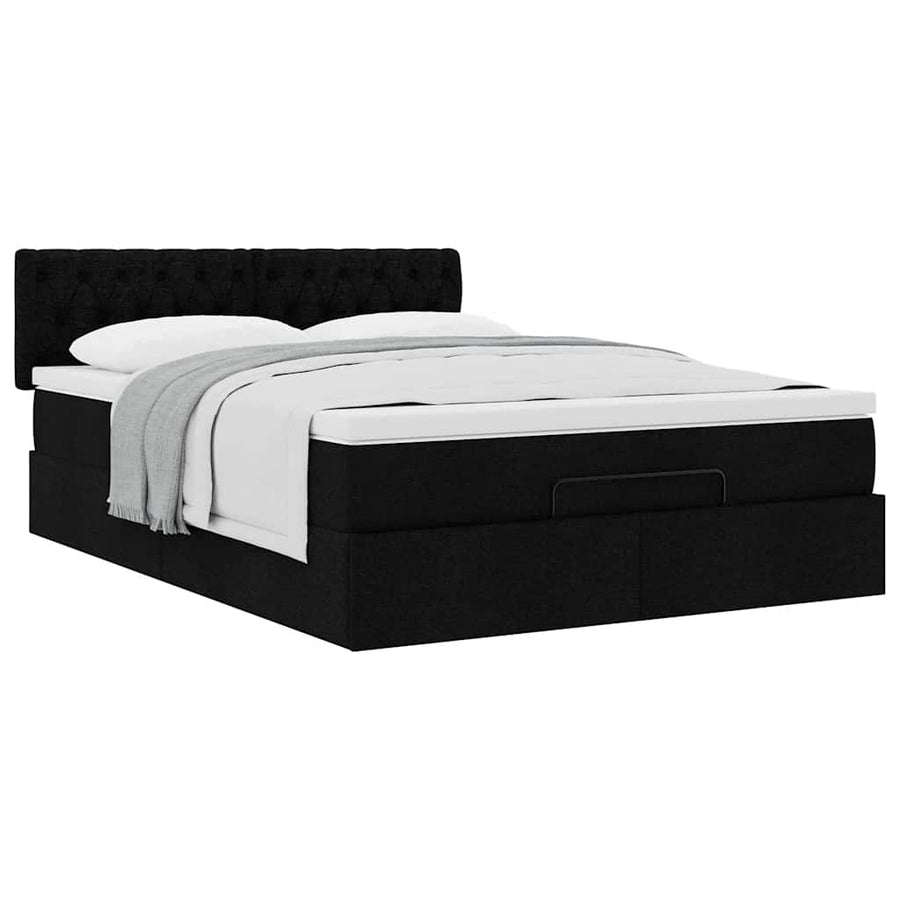 Ottoman bed met matras 140x200cm stof zwart
