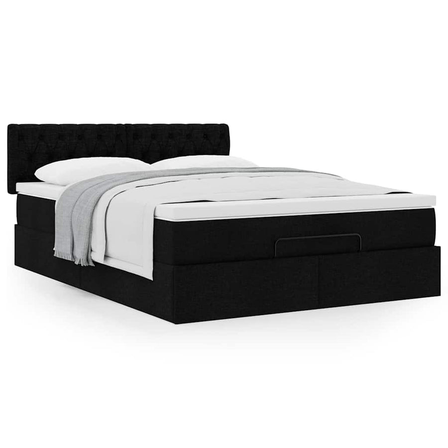 Ottoman bed met matras 140x200cm stof zwart