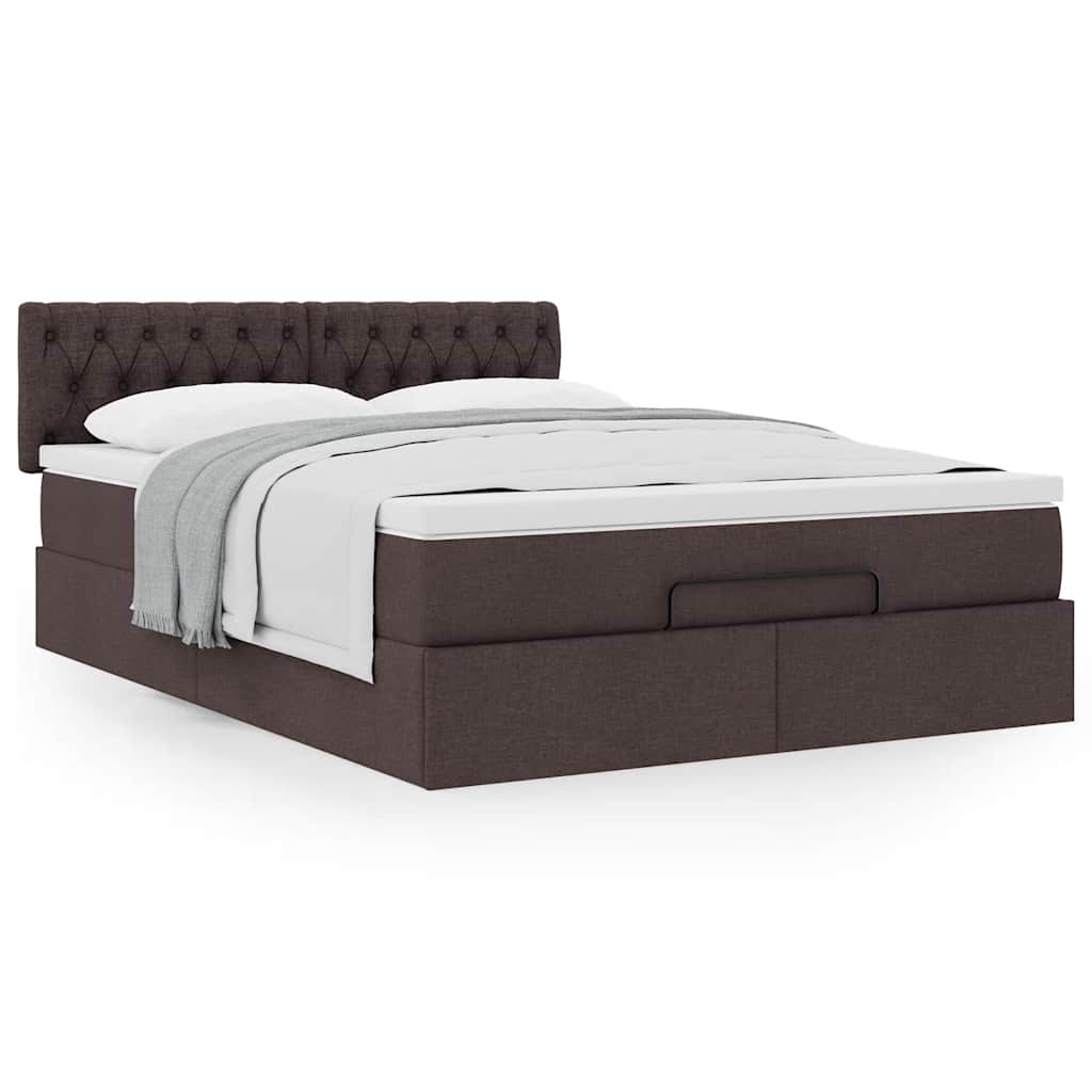 Ottoman bed met matras 140x200cm stof donkerbruin
