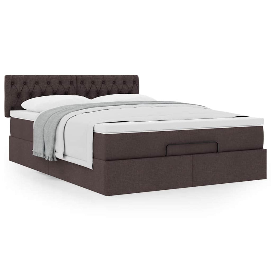 Ottoman bed met matras 140x200cm stof donkerbruin