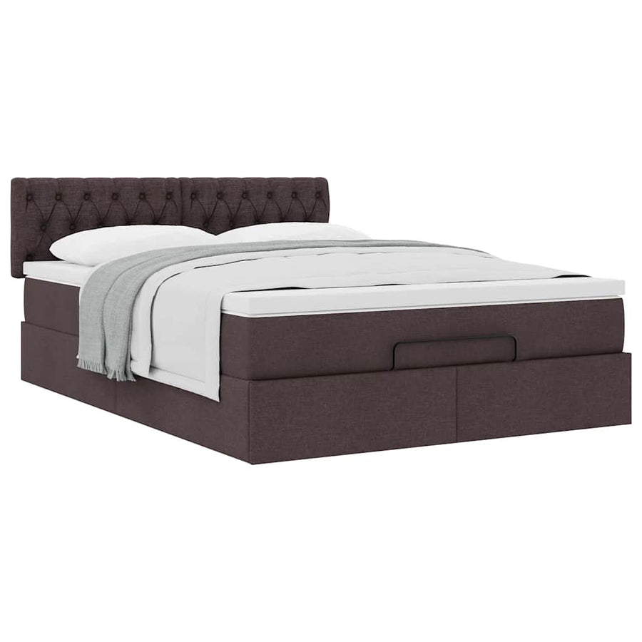 Ottoman bed met matras 140x200cm stof donkerbruin