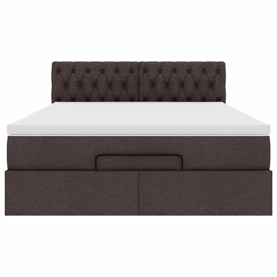 Ottoman bed met matras 140x200cm stof donkerbruin