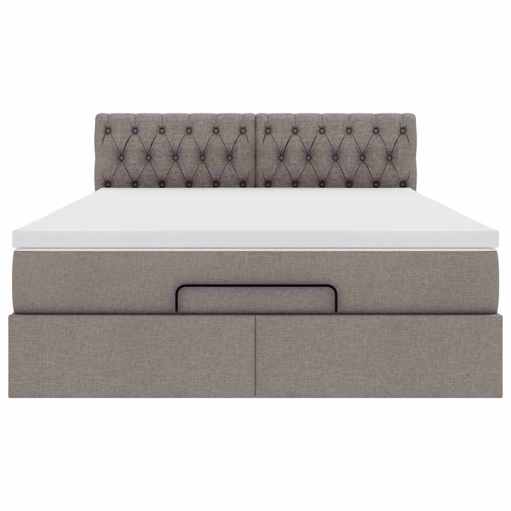 Ottoman bed met matras 140x200cm stof taupe