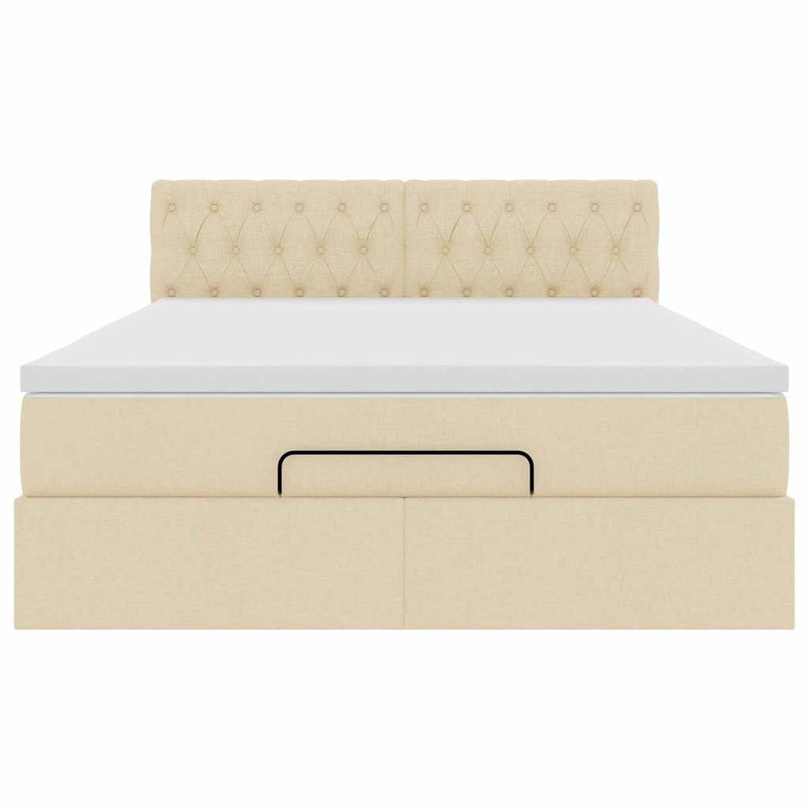Ottoman bed met matras 140x200cm stof crèmekleurig
