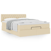Bed met matras 140x200 cm stof crèmekleurig