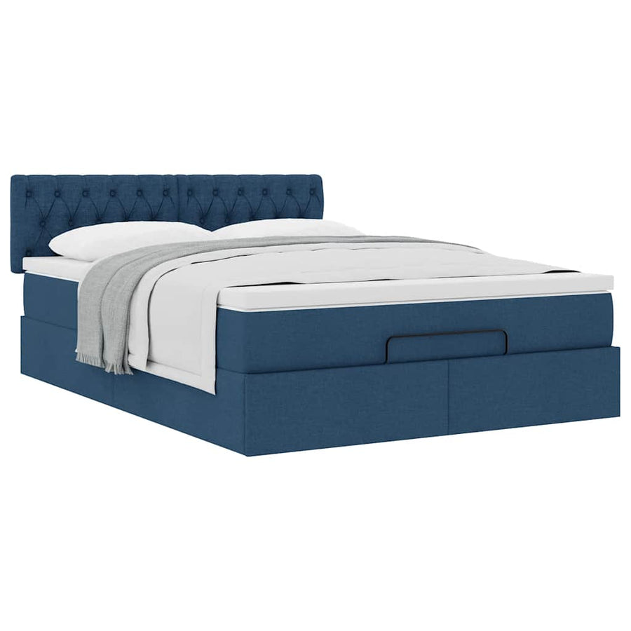 Ottoman bed met matras 140x200cm stof blauw