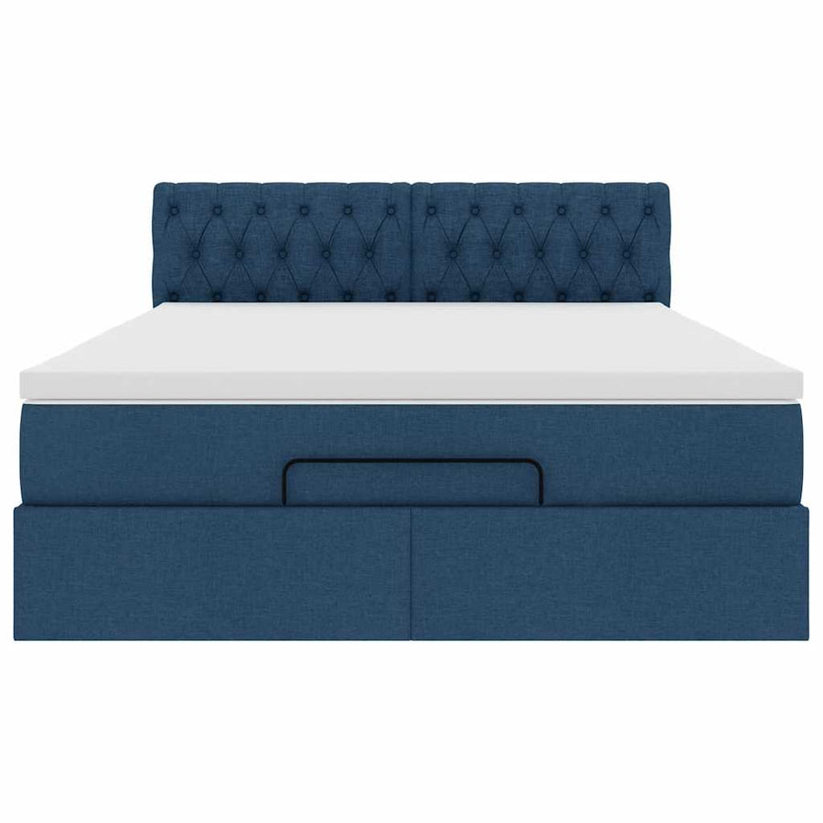 Ottoman bed met matras 140x200cm stof blauw