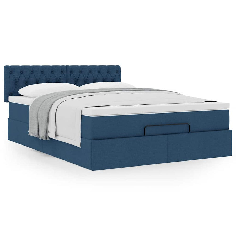 Ottoman bed met matras 140x200cm stof blauw