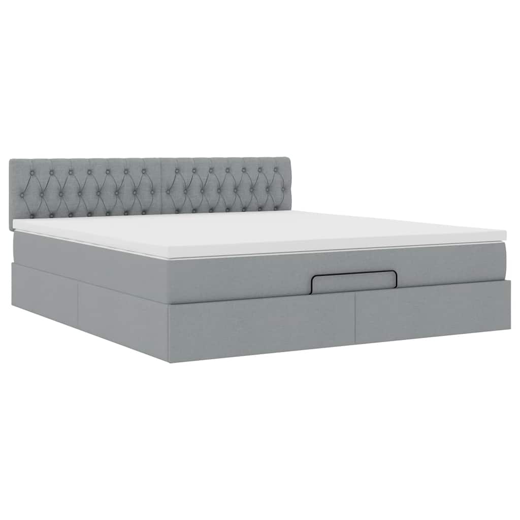 Ottoman bed met matras 160x200cm stof lichtgrijs