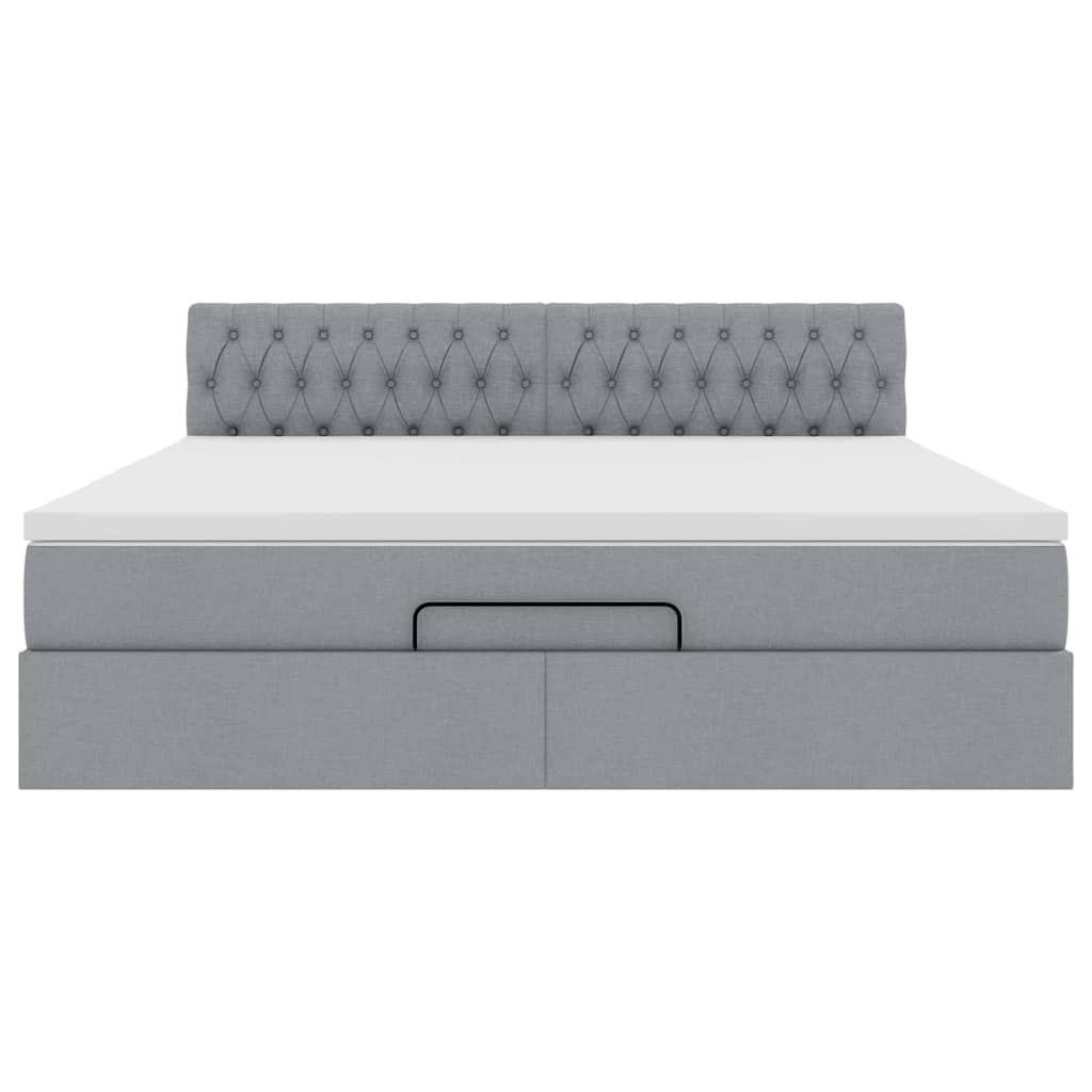 Ottoman bed met matras 160x200cm stof lichtgrijs