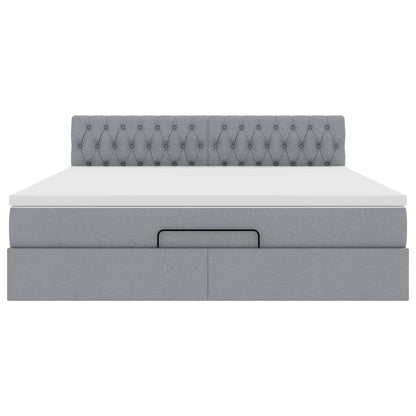 Ottoman bed met matras 160x200cm stof lichtgrijs