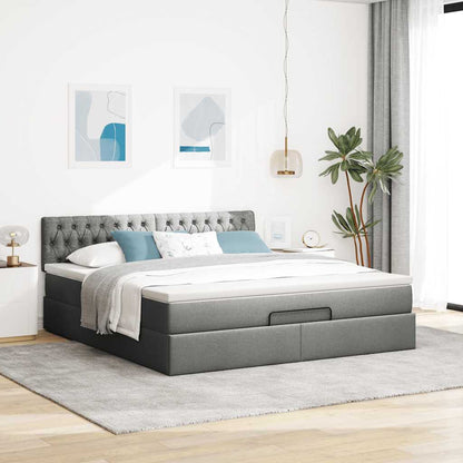 Ottoman bed met matras 160x200cm stof donkergrijs