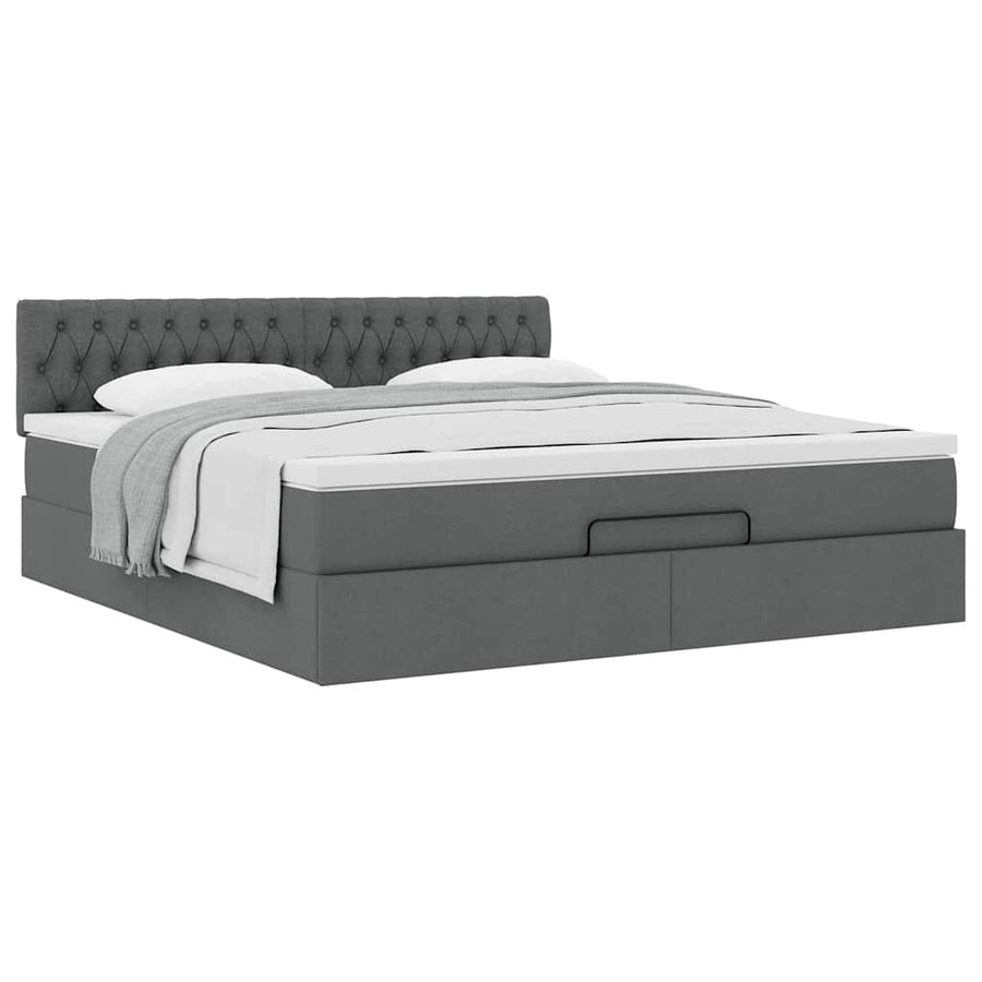 Ottoman bed met matras 160x200cm stof donkergrijs