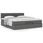 Ottoman bed with mattress 160x200cm fabric dark grey