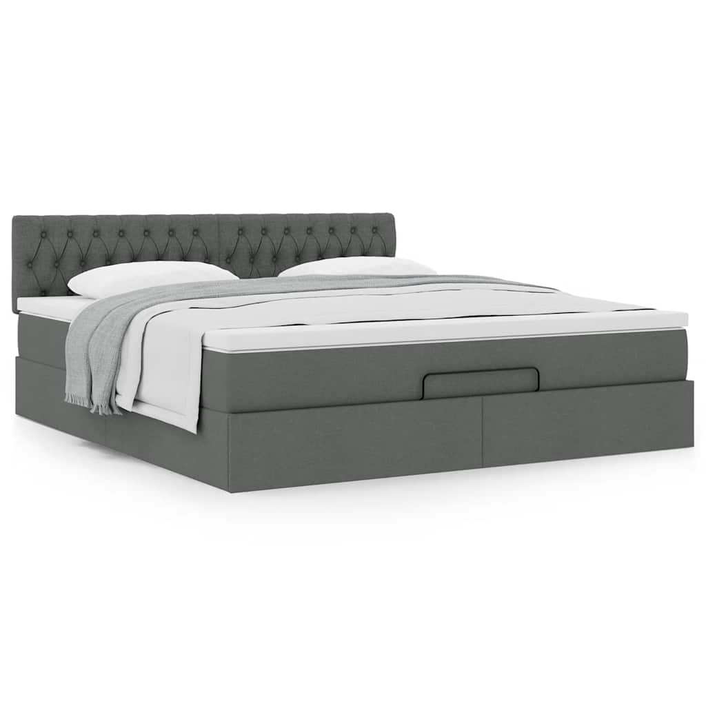 Ottoman bed met matras 160x200cm stof donkergrijs