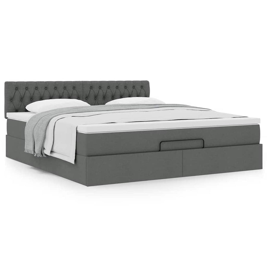 Ottoman bed met matras 160x200cm stof donkergrijs
