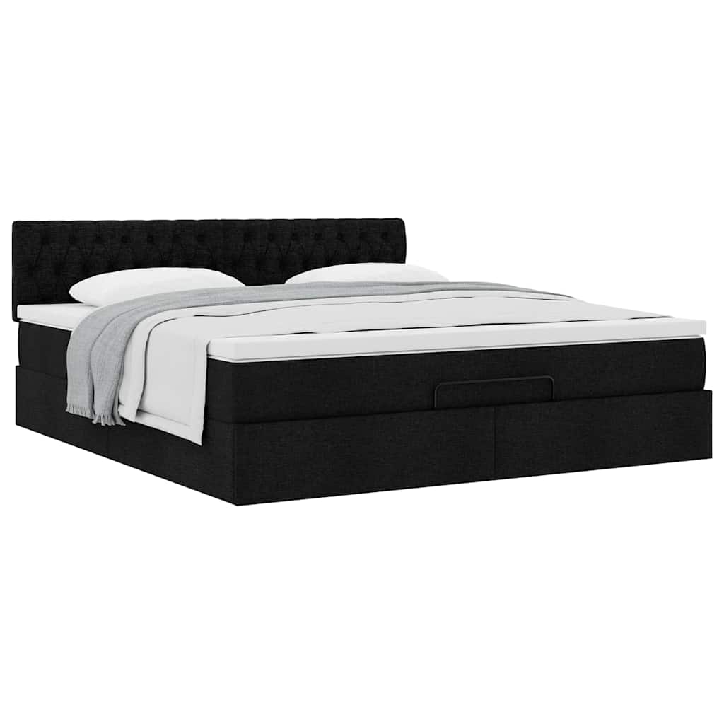 Ottoman bed met matras 160x200cm stof zwart
