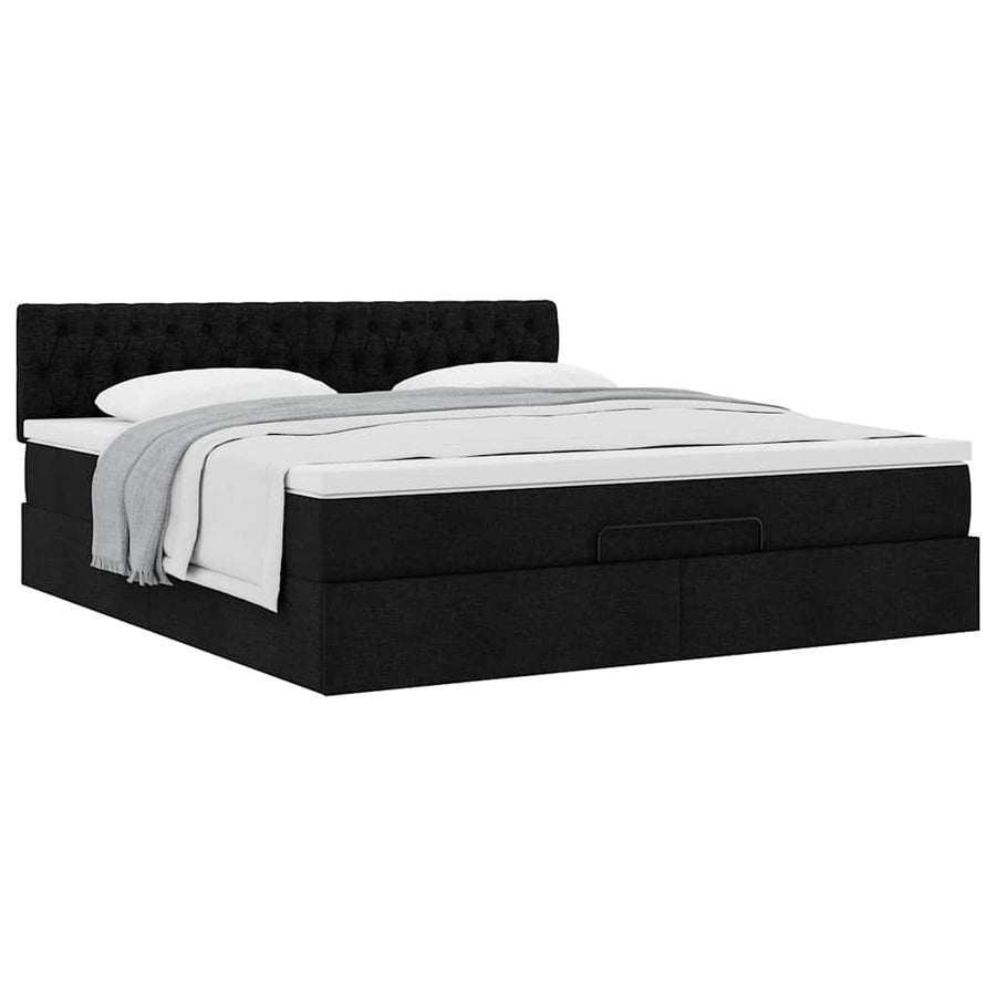 Ottoman bed met matras 160x200cm stof zwart