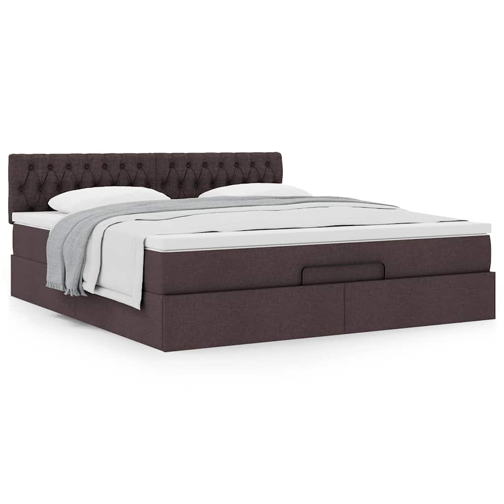 Ottoman bed met matras 160x200cm stof donkerbruin