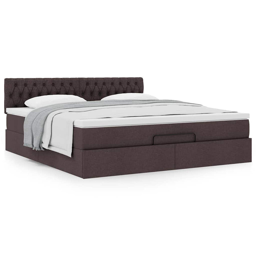 Ottoman bed met matras 160x200cm stof donkerbruin