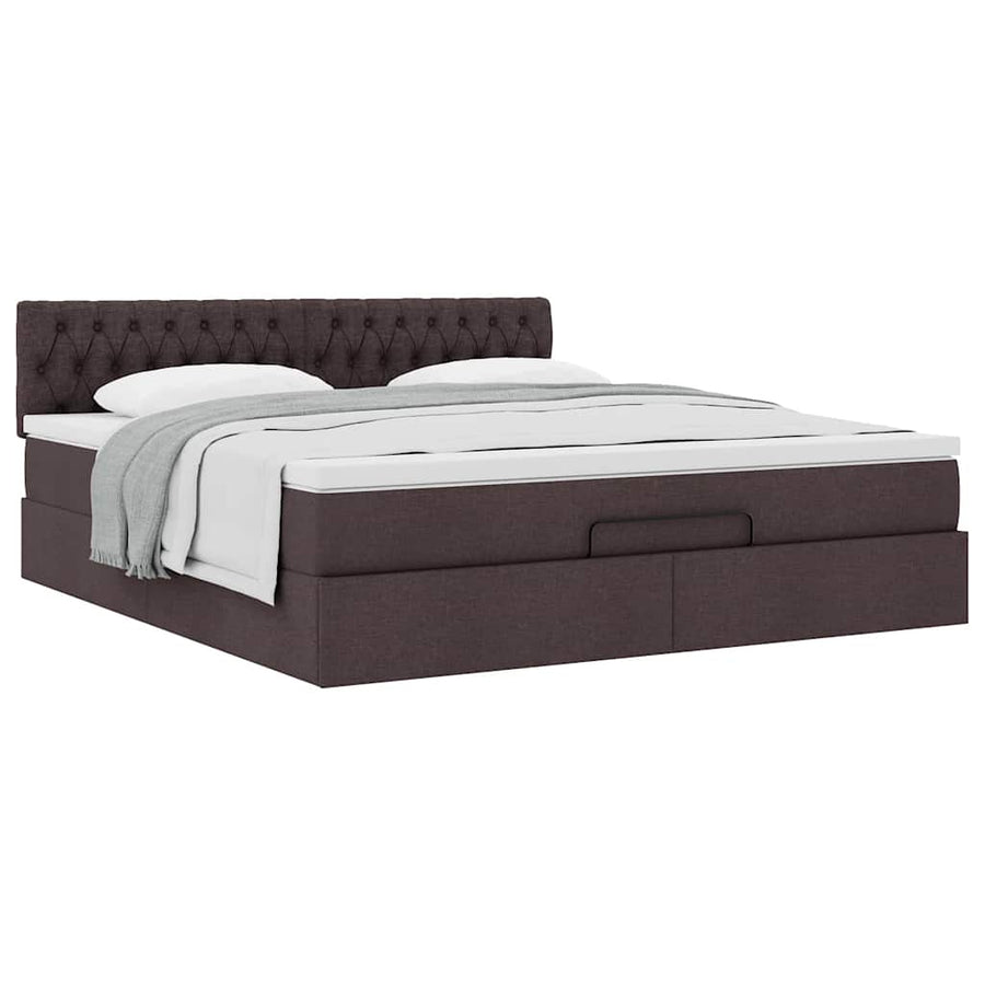 Ottoman bed met matras 160x200cm stof donkerbruin