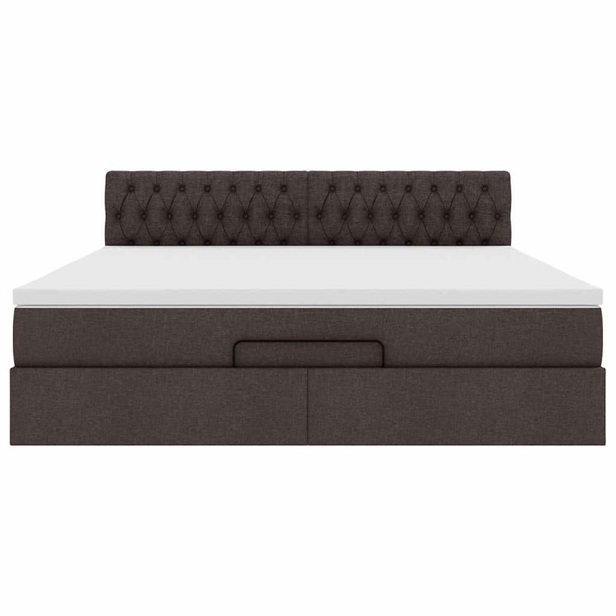 Ottoman bed met matras 160x200cm stof donkerbruin