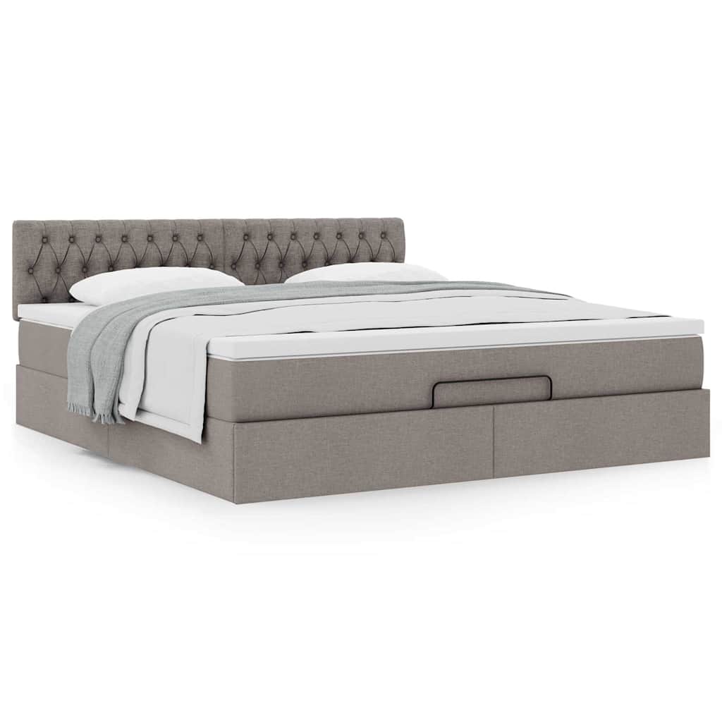 Ottoman bed met matras 160x200cm stof taupe