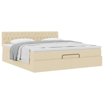 Ottoman bed met matras 160x200cm stof crèmekleurig