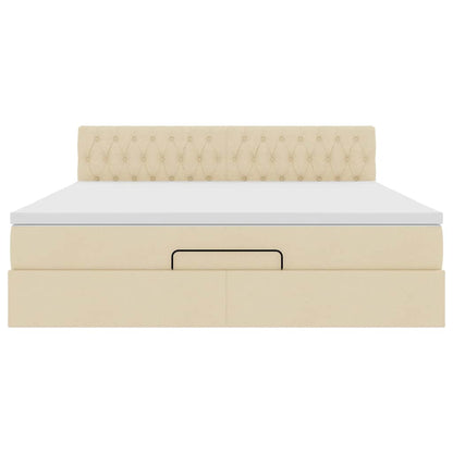 Ottoman bed met matras 160x200cm stof crèmekleurig