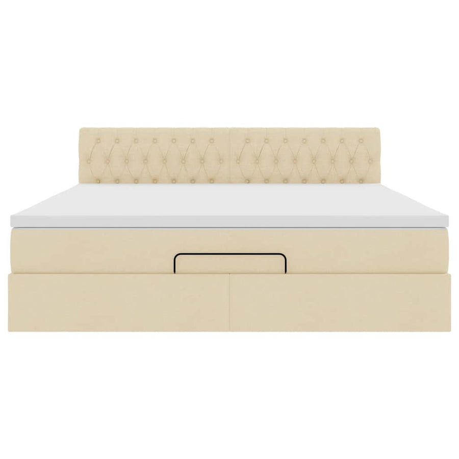 Ottoman bed met matras 160x200cm stof crèmekleurig