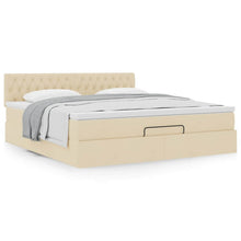 Ottoman bed met matras 160x200cm stof crèmekleurig