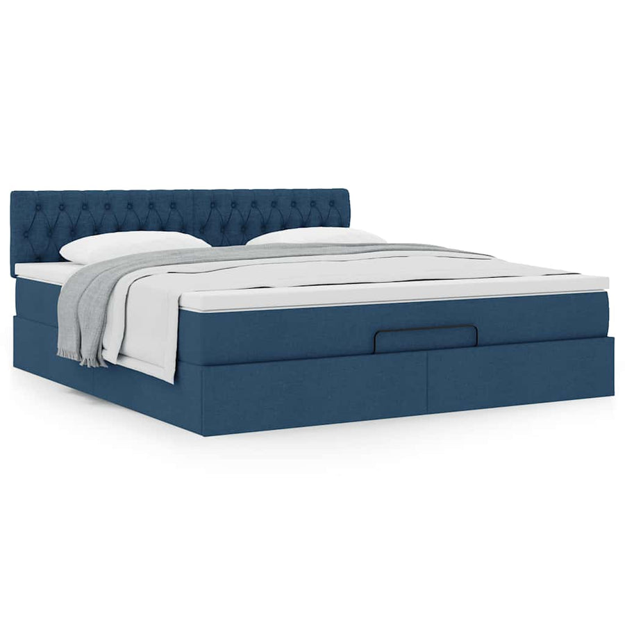 Ottoman bed met matras 160x200cm stof blauw