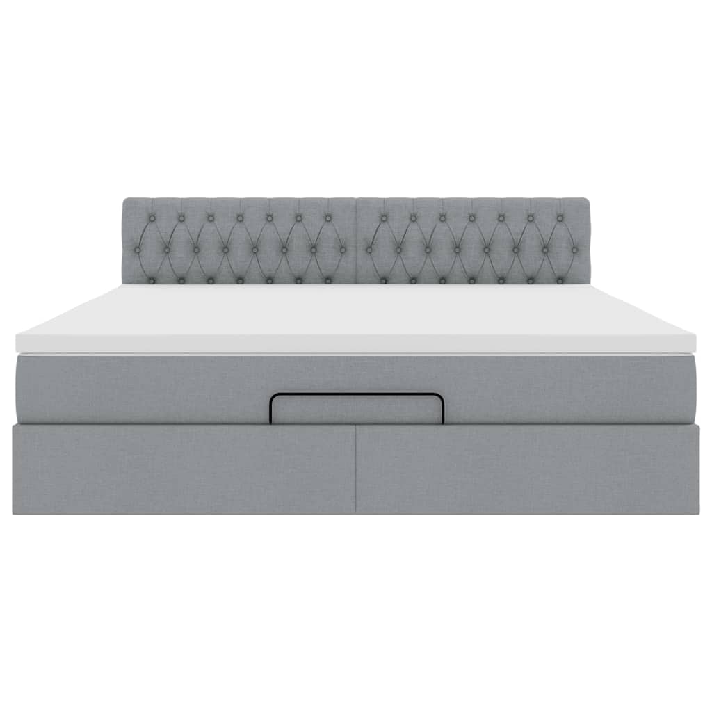 Ottoman bed met matras 180x200cm stof lichtgrijs