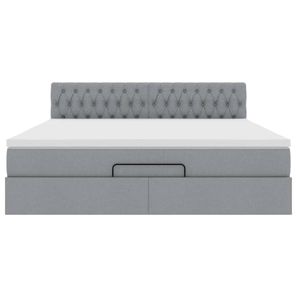 Ottoman bed met matras 180x200cm stof lichtgrijs