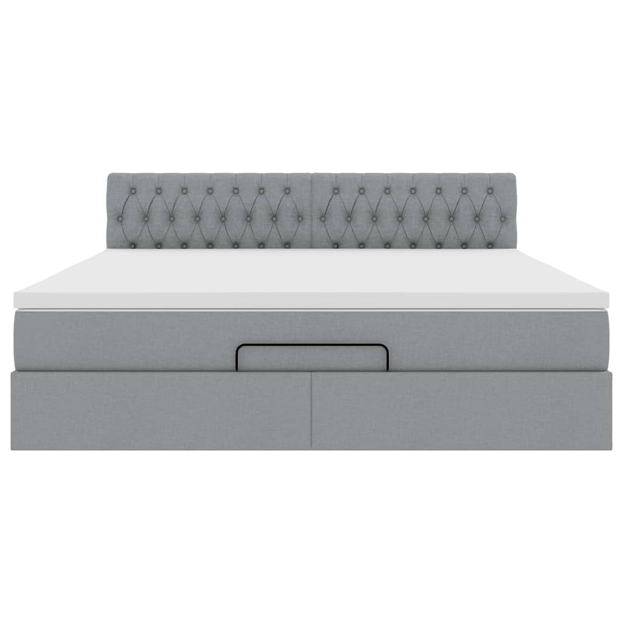 Ottoman bed met matras 180x200cm stof lichtgrijs