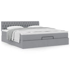Ottoman bed with mattress 180x200cm fabric light grey