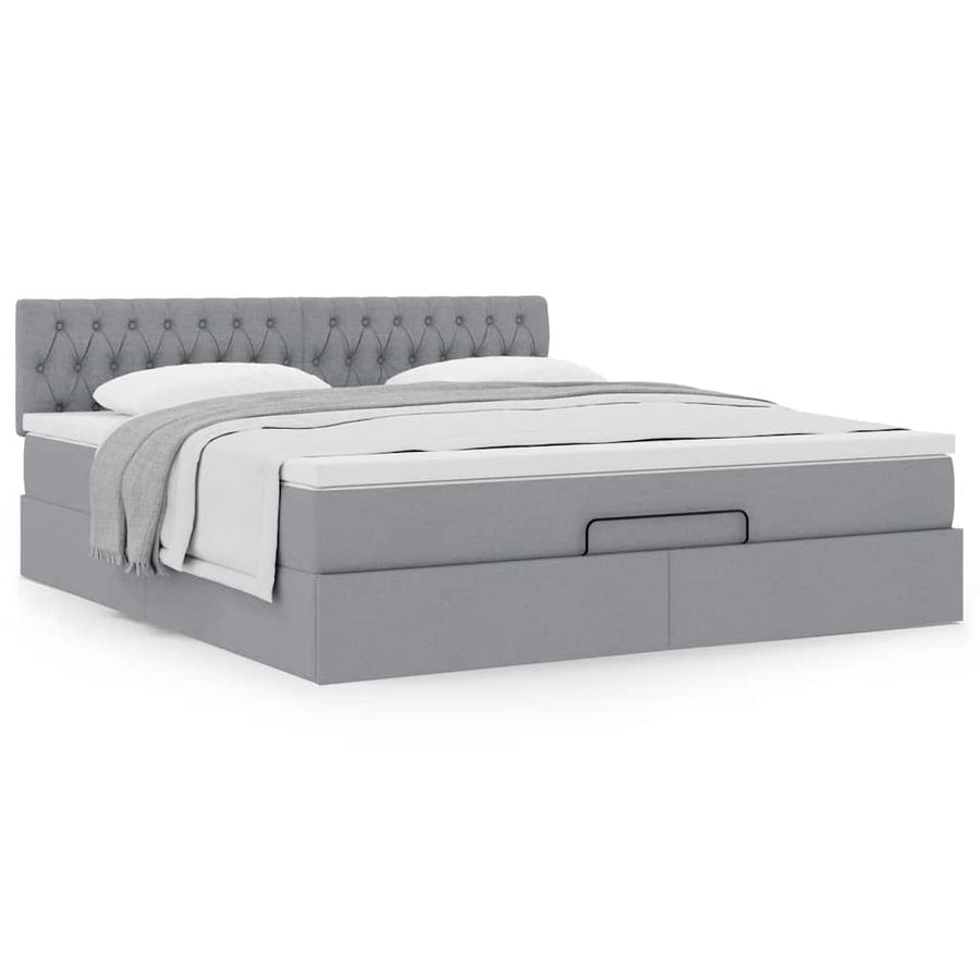 Ottoman bed met matras 180x200cm stof lichtgrijs