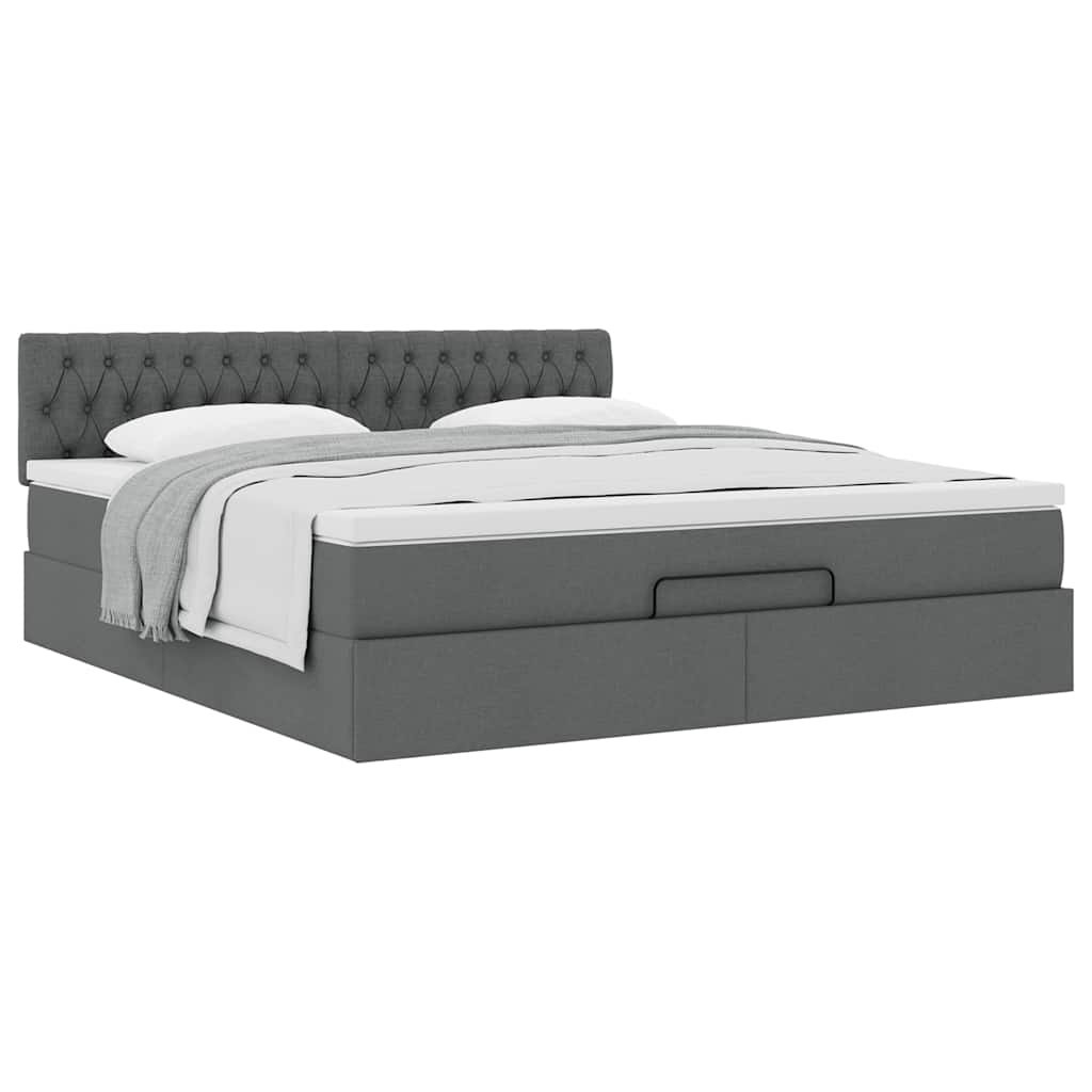 Ottoman bed met matras 180x200cm stof donkergrijs