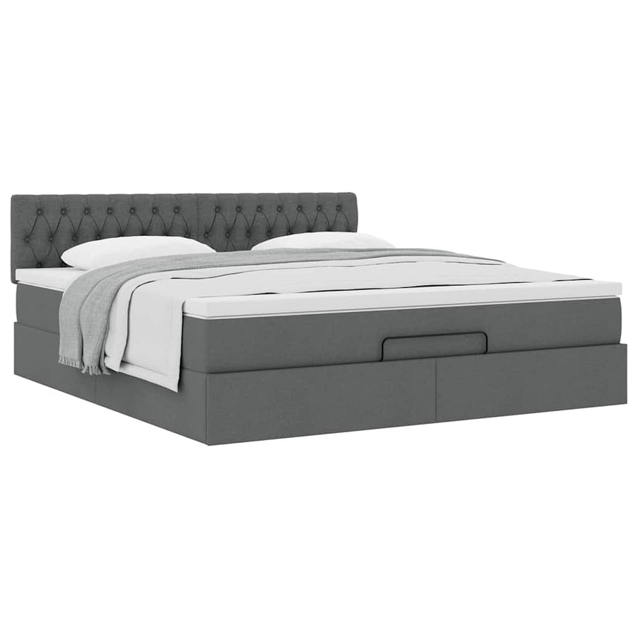 Ottoman bed met matras 180x200cm stof donkergrijs