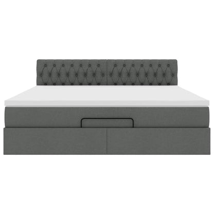 Ottoman bed met matras 180x200cm stof donkergrijs
