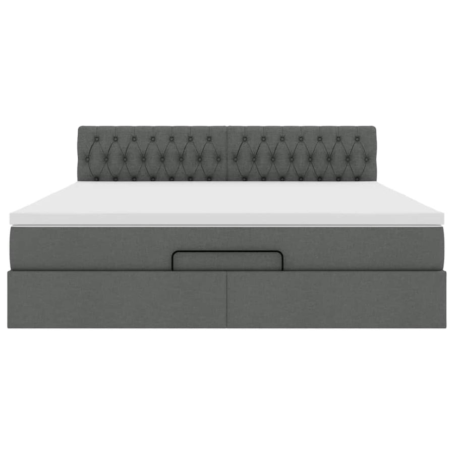 Ottoman bed met matras 180x200cm stof donkergrijs