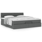 Ottoman bed with mattress 180x200cm dark grey fabric