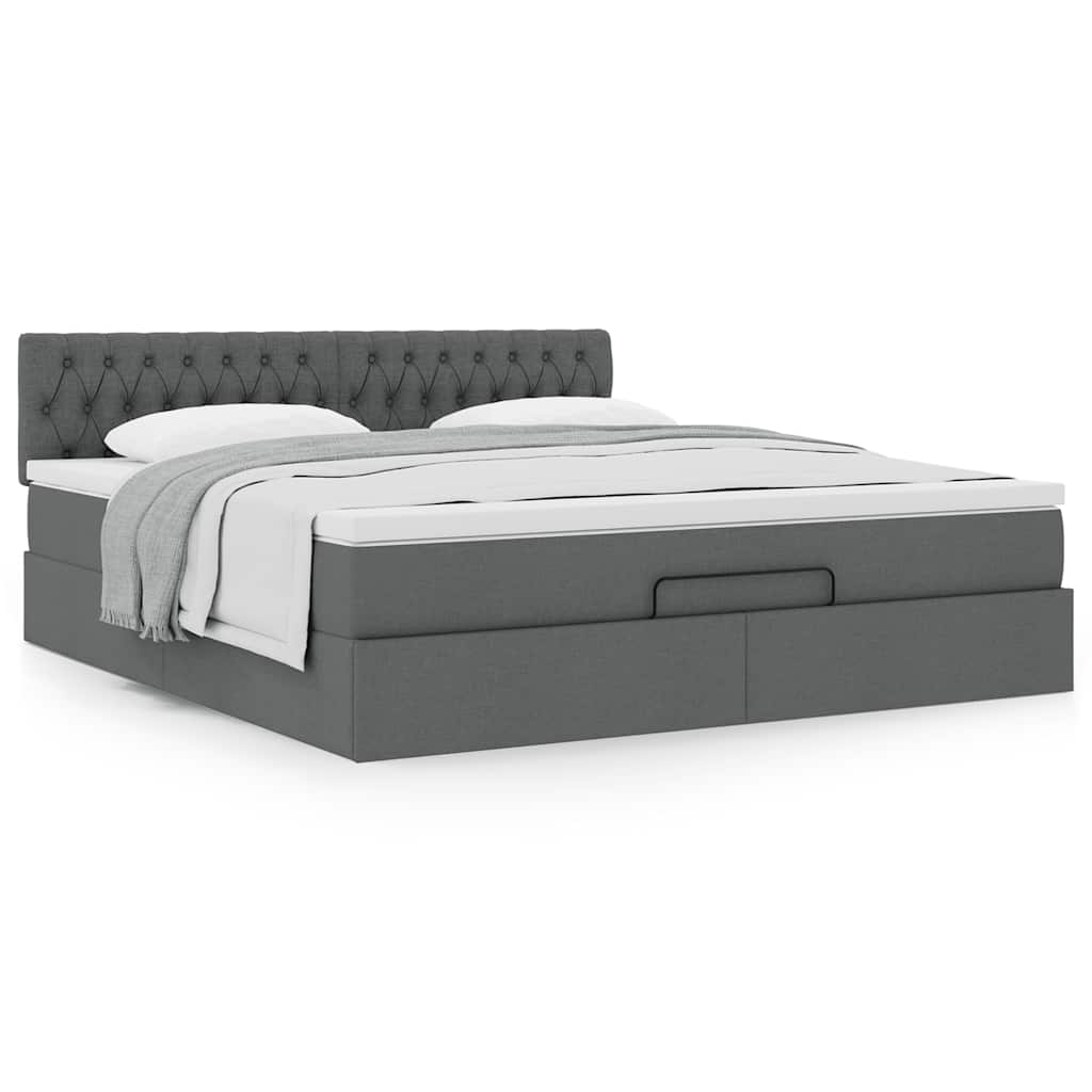 Ottoman bed met matras 180x200cm stof donkergrijs