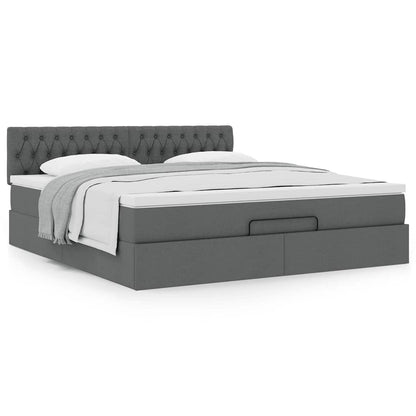Ottoman bed met matras 180x200cm stof donkergrijs
