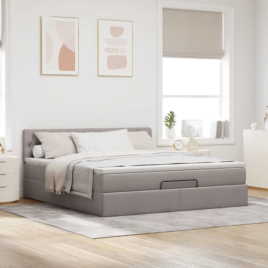 Ottoman bed met matras 180x200cm stof taupe