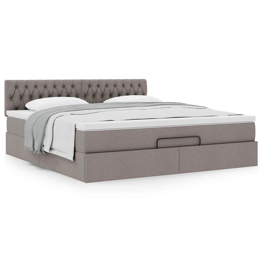 Ottoman bed met matras 180x200cm stof taupe